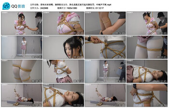 原味丝袜堵嘴，捆绑粉衣女仆，挣扎逃脱反被吊起双脚惩罚，叫喊声不断