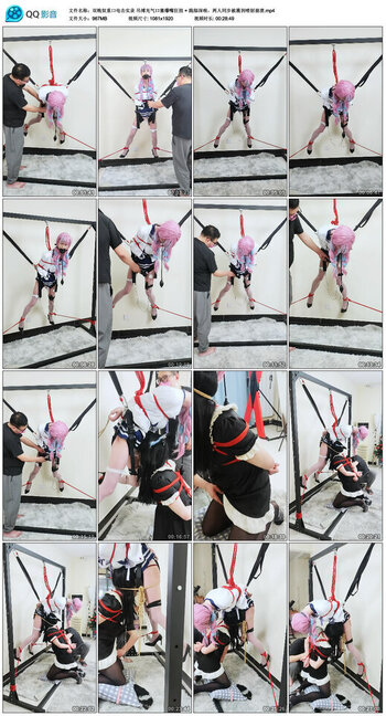 【双贱奴重口电击实录】吊缚充气口塞爆嘴狂扭  跪舔深喉，两人同步被震到喷射崩溃