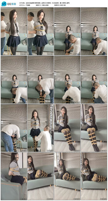【金麦定拍jk捆绑】模特蓝莓，jk黑丝全身紧缚，日式加蛇缚，戴口球挣扎